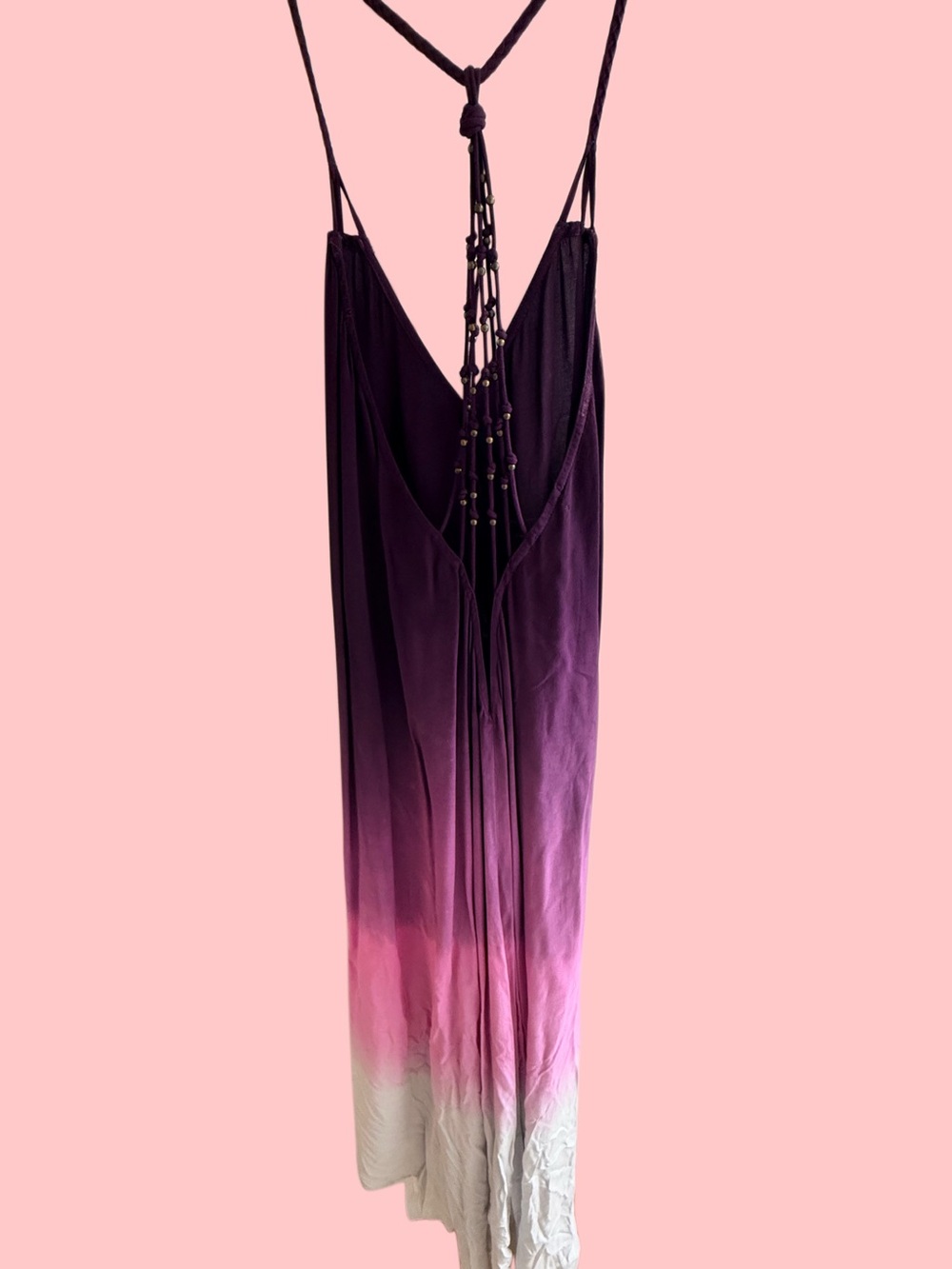 Lani Ombre Purple-Pink-White/Grey Low Back Maxi Sun Dress - Picture 6 of 7